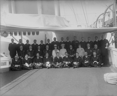 Queen Mary and King George V on board 'HMY Victoria and Albert', c1922. Creator: Kirk & Sons of Cowes.