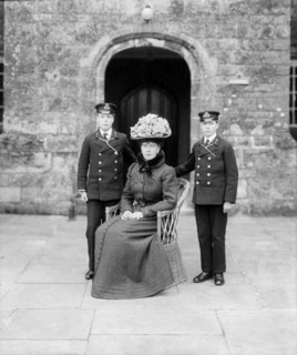 The Princess of Wales with Prince Edward and Prince Albert, Barton Manor, Isle of Wight, 1909. Creator: Kirk & Sons of Cowes.