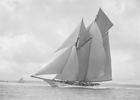 The beautiful schooner 'Cetonia' making good headway, 1911. Creator: Kirk & Sons of Cowes.
