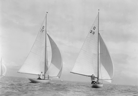 The 6 Metre class 'Coral' (17) and 'Fintra' (20), 1936. Creator: Kirk & Sons of Cowes.