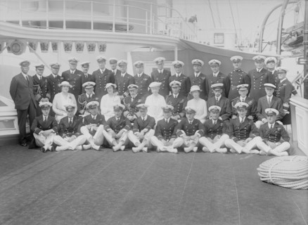 King George V and Queen Mary on board 'HMY Victoria and Albert', 1935. Creator: Kirk & Sons of Cowes.