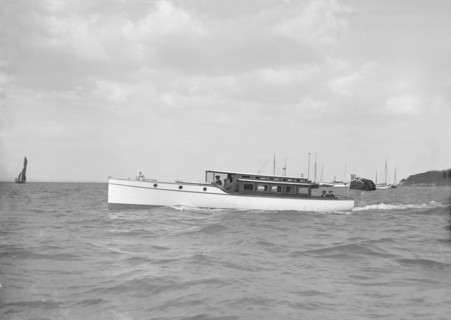 A 45 ft Wolseley cabin launch. Creator: Kirk & Sons of Cowes.