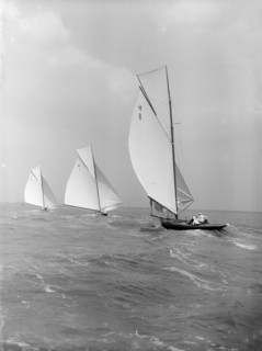 The 6 Metre class 'The Truant', 'Antwerpia IV' and 'Spero', 1912. Creator: Kirk & Sons of Cowes.