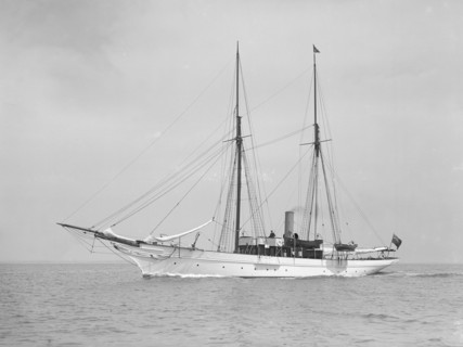 The steam yacht 'Priscilla' under way, 1913. Creator: Kirk & Sons of Cowes.