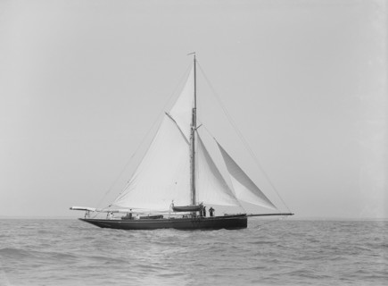 The cutter 'Monara' under sail, 1913. Creator: Kirk & Sons of Cowes.