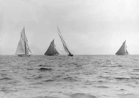 A group of 15-metre class yachts: 'Pamela', 'Maudrey', 'Paula III' & 'Istria', 1913. Creator: Kirk & Sons of Cowes.