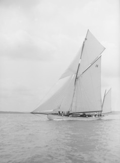 The yawl 'Celia' under way, 1913. Creator: Kirk & Sons of Cowes.