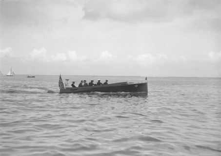 F M Singer's motor launch under way, 1911. Creator: Kirk & Sons of Cowes.
