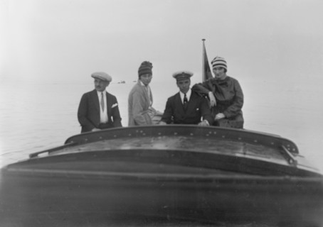 A group onboard sea sled 'Miss England', 1922. Creator: Kirk & Sons of Cowes.