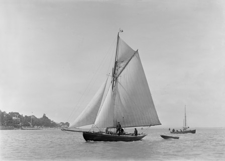 The 9 ton auxilary cutter 'Grayling', 1921. Creator: Kirk & Sons of Cowes.