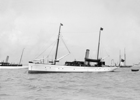 The steam yacht 'Catrina' at anchor, 1912. Creator: Kirk & Sons of Cowes.