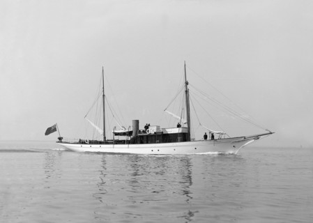 The motor yacht 'Atair' under way, 1914. Creator: Kirk & Sons of Cowes.