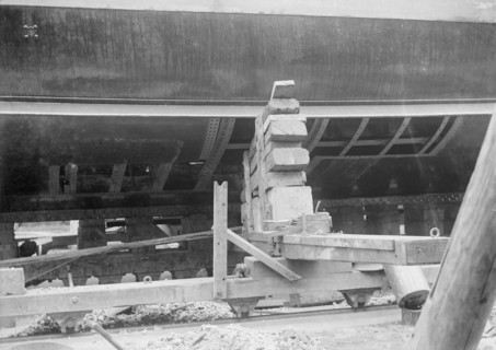 Steam yacht Branwen's hull, 1914. Creator: Kirk & Sons of Cowes.