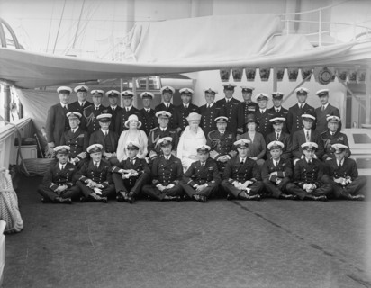 Queen Mary and King George V on board 'HMY Victoria and Albert', 1930. Creator: Kirk & Sons of Cowes.