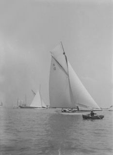 The 8 Metre Class 'The Truant' (H12) sailing close-hauled. Creator: Kirk & Sons of Cowes.