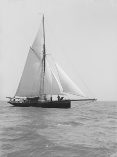 The cutter 'Monara' under sail, 1914. Creator: Kirk & Sons of Cowes.