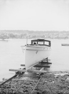 Wolseley motor launch on slipway, 1914. Creator: Kirk & Sons of Cowes.