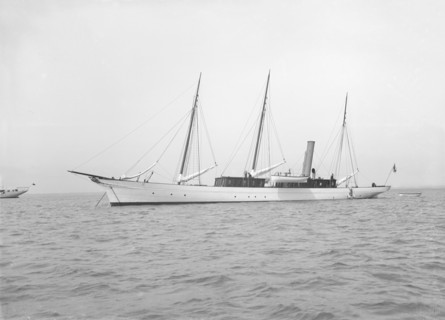 The steam yacht 'Isa' at anchor. Creator: Kirk & Sons of Cowes.