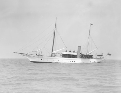 The steam yacht 'Titania' under way, 1911. Creator: Kirk & Sons of Cowes.