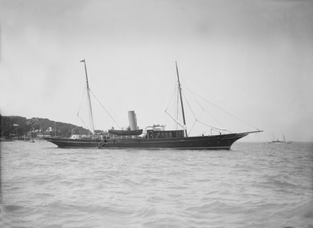 The steam yacht 'Pilgrim' at anchor,1911. Creator: Kirk & Sons of Cowes.