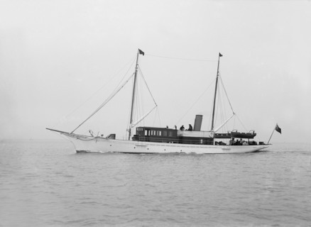 The 49 ton steam yacht 'Nordissa' under way, 1914. Creator: Kirk & Sons of Cowes.