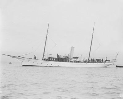 The steam yacht 'Branwyn' at anchor. Creator: Kirk & Sons of Cowes.