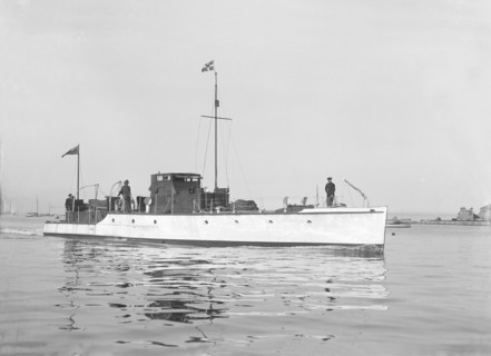 Motor yacht 'Amo' under way, 1921. Creator: Kirk & Sons of Cowes.
