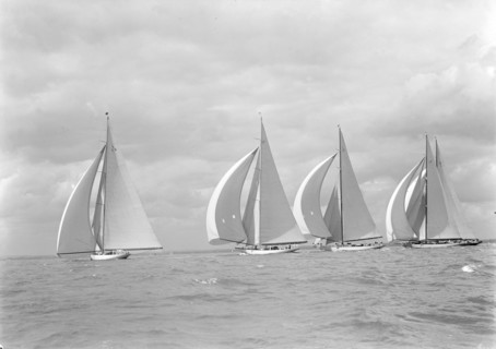 The Big Five J Class yachts racing downwind, 1934. Creator: Kirk & Sons of Cowes.