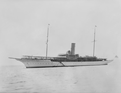 Steam yacht at anchor. Creator: Kirk & Sons of Cowes.