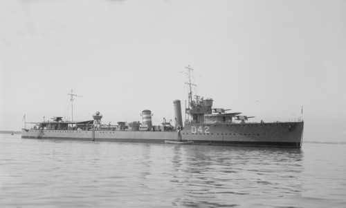 The destroyer 'HMS Windsor' at anchor, 1929. Creator: Kirk & Sons of Cowes.