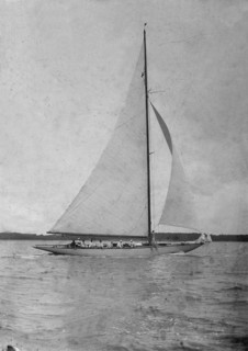 Unknown sailing yacht under way. Creator: Kirk & Sons of Cowes.