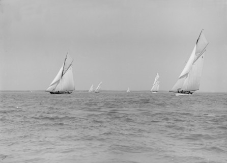 Group of cruisers sailing close-hauled, 1913. Creator: Kirk & Sons of Cowes.