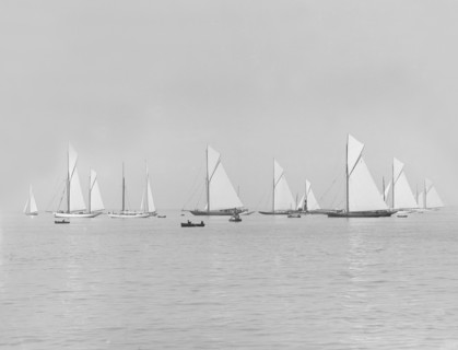 Group of racing yachts before the start of the Cowes to Weymouth Race, 1913. Creator: Kirk & Sons of Cowes.