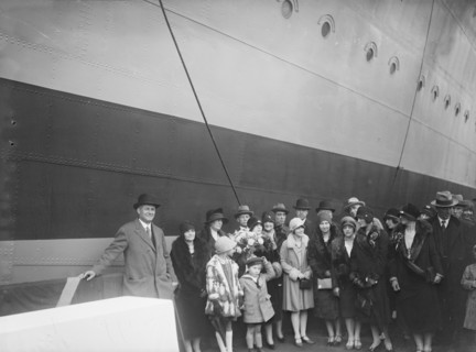 Christening Group possibly at J Samuel White and Co shipyard, Cowes, Isle of Wight, c1930s.  Creator: Kirk & Sons of Cowes.