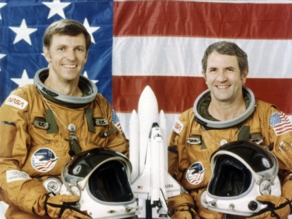 Astronauts Joe Engle and Richard Truly, second Space Shuttle flight, November 1981.  Creator: NASA.