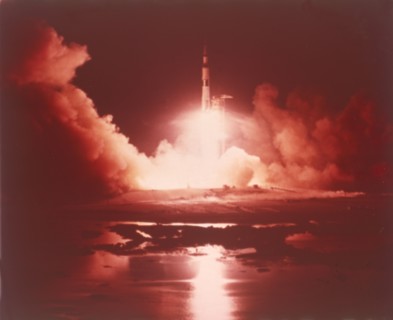 Rocket lifting off, Kennedy Space Center, Merritt Island, Florida, USA. Creator: NASA.