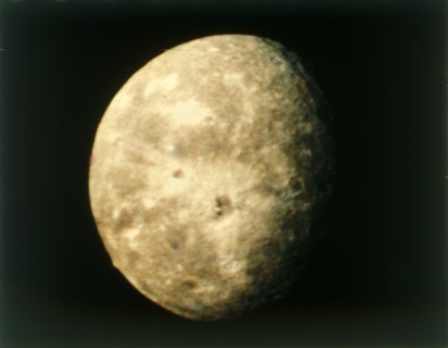 Oberon, moon of Uranus, from Voyager 2, 24 January 1986. Creator: NASA.