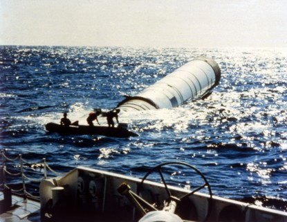 Rocket booster recovery, second Space Shuttle flight, November 1981.  Creator: NASA.