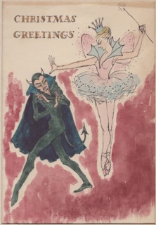 Devil and fairy, Christmas card, 1952. Creator: Shirley Markham.