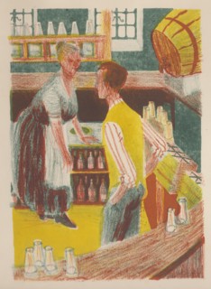 Behind the bar, 1952. Creator: Shirley Markham.