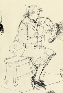Seated woman reading, 1953. Creator: Shirley Markham.