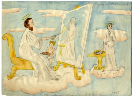 Angel painting a picture, 1947. Creator: Shirley Markham.