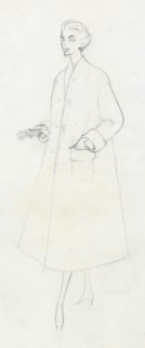 Woman in duster coat, c1950. Creator: Shirley Markham.