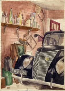 Car in garage, c1950. Creator: Shirley Markham.