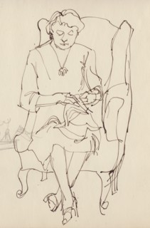 Woman sewing, c1950. Creator: Shirley Markham.