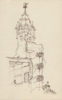 Turret of ruined building, c1950. Creator: Shirley Markham.
