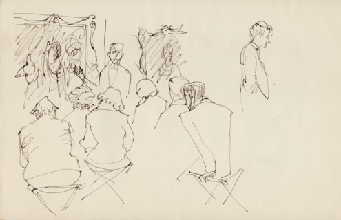 Lecture in an art gallery, c1950. Creator: Shirley Markham.