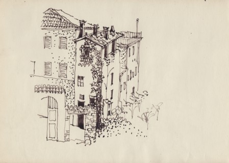 House with mansard roof, Italy, c1950. Creator: Shirley Markham.