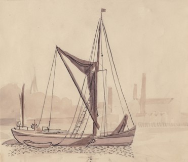 Thames barge, 1951. Creator: Shirley Markham.