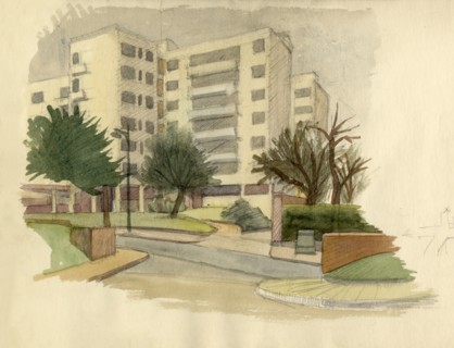 Modern buildings, London, c1950. Creator: Shirley Markham.
